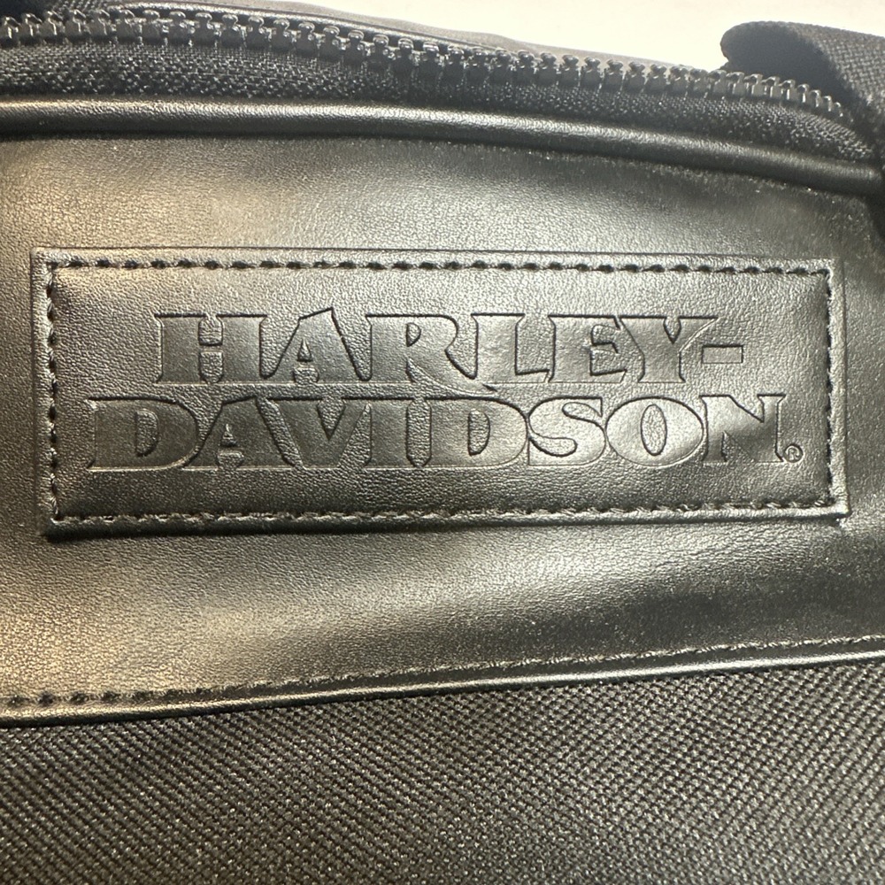 Harley-Davidson‎ Black Canvas Leather Travel Duffel Bag Weekend Gym Carry On 22" - Picture 4 of 6
